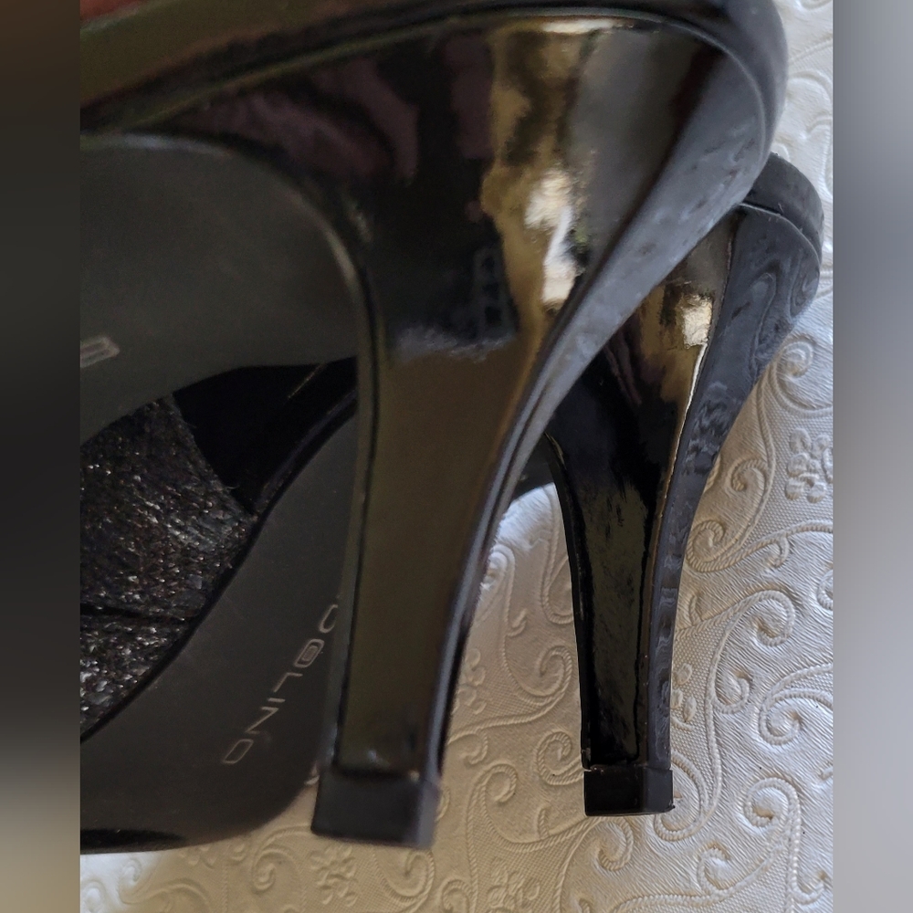 Bandolino Mirabella Women"s Sz 6 peep toe black animal print - Picture 10 of 15